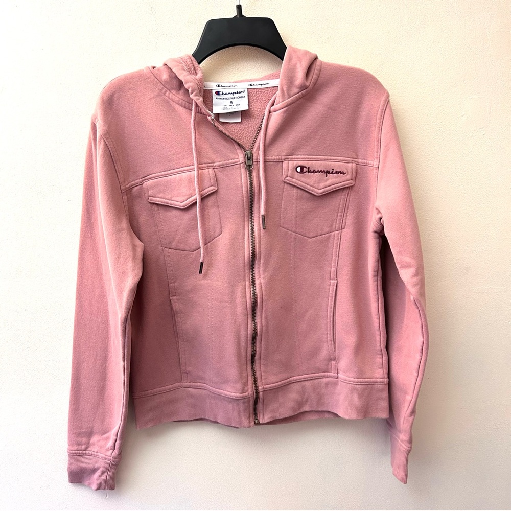 Champion mauve zip front logo hoodie size medium